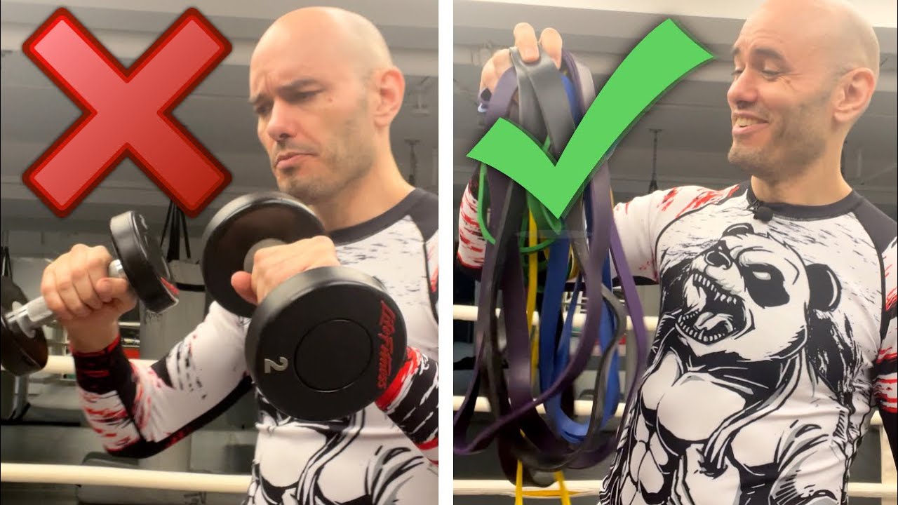 Punching with weights is STILL stupid! Pull, don’t push: resistance bands for a powerful left hook