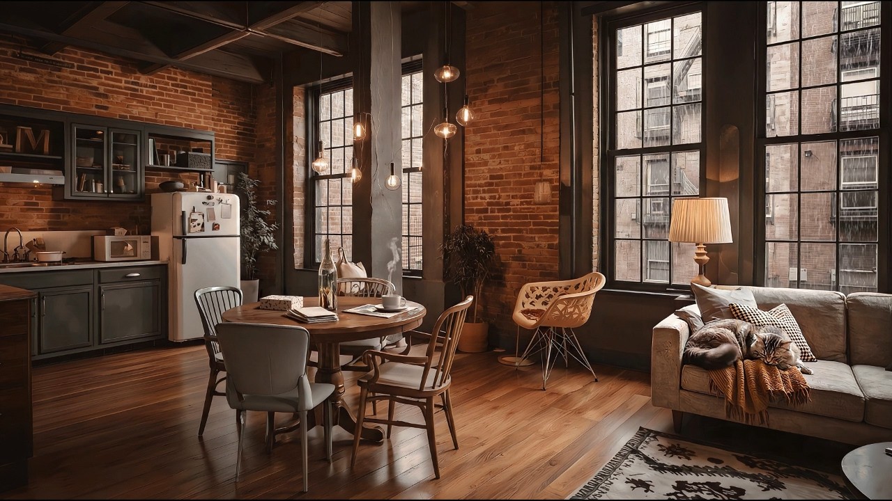 F·R·I·E·N·D·S ☕ • Monica's Apartment Modernized, Serene Morning Rain Ambience - Inspired 4K Ultra HD