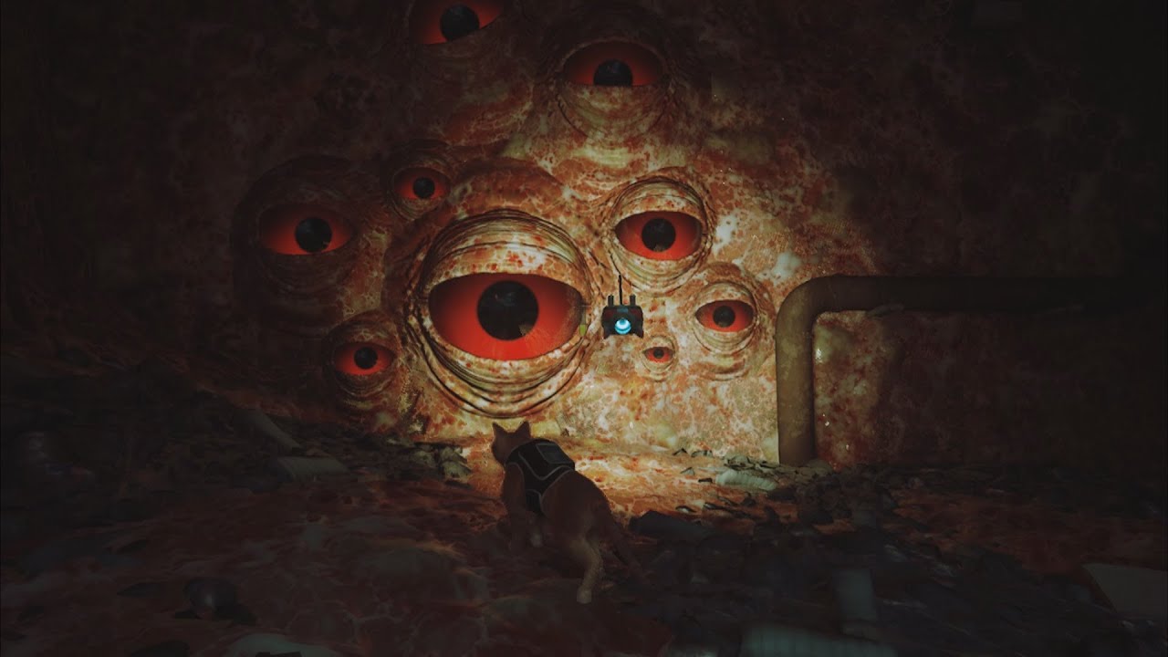 STRAY - eye wall monster connections to Little Nightmares 2 ?