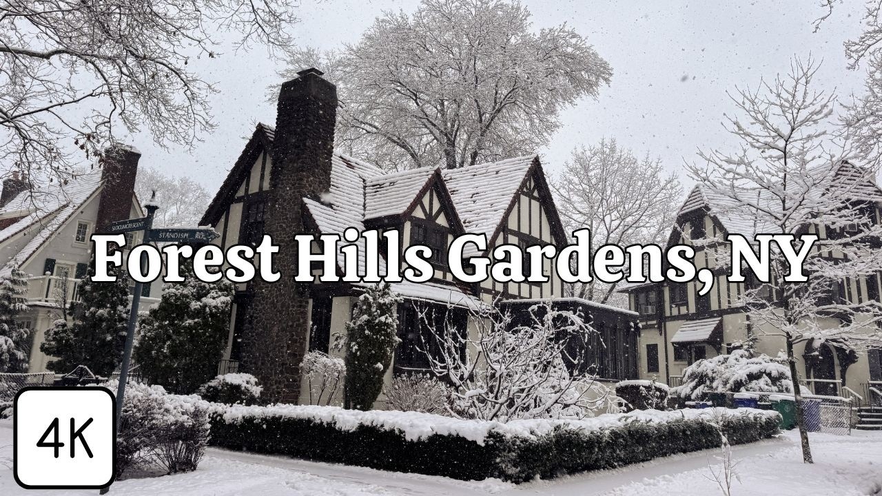 Snowy Forest Hills Gardens ❄️ | Most Beautiful Winter Walk in New York (4K)