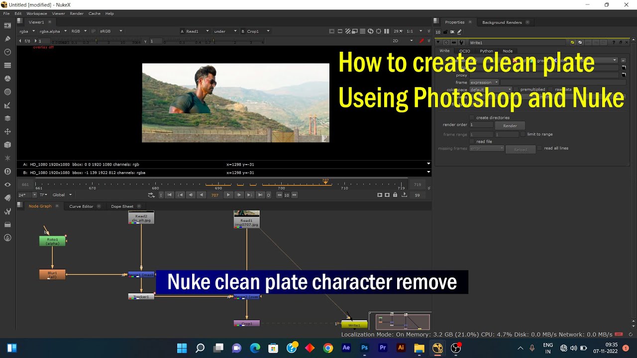 Nuke Clean Plate Character Remove || How to create Clean Plate in nuke ||Clean Plate Tutorial[HINDI]