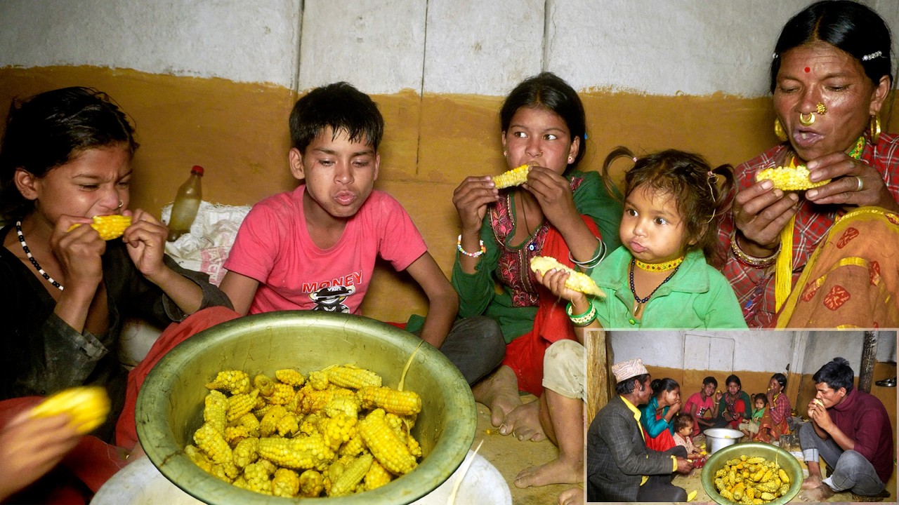 dharme brother family's dinner with his wife and children || rural Nepal || @ruralnepall