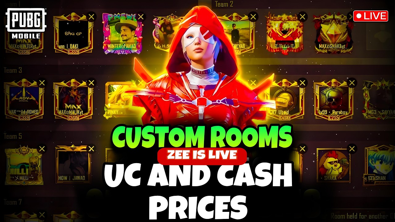 PUBG CUSTOM ROOMS UC$CASH GIVEAWYS #pubgmobileliveroom#zeeislive #pubgmobile#customrooms#ucroom