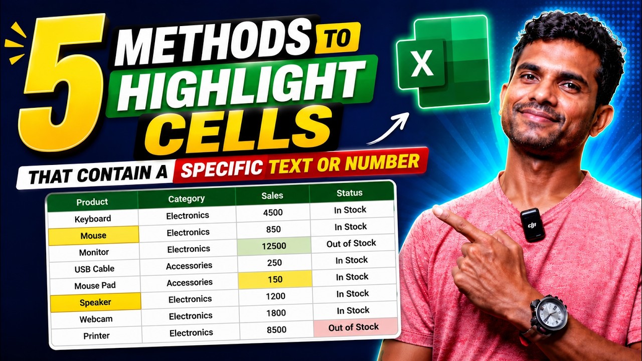 Highlight cells containing a Specific Text or Number