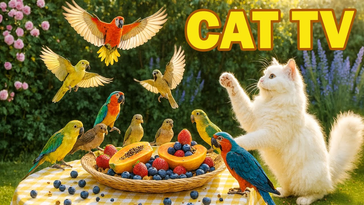 Ultimate Cat TV for Relaxation 😺 | Friendly Birds & Squirrels in Nature 🌳 4K HDR