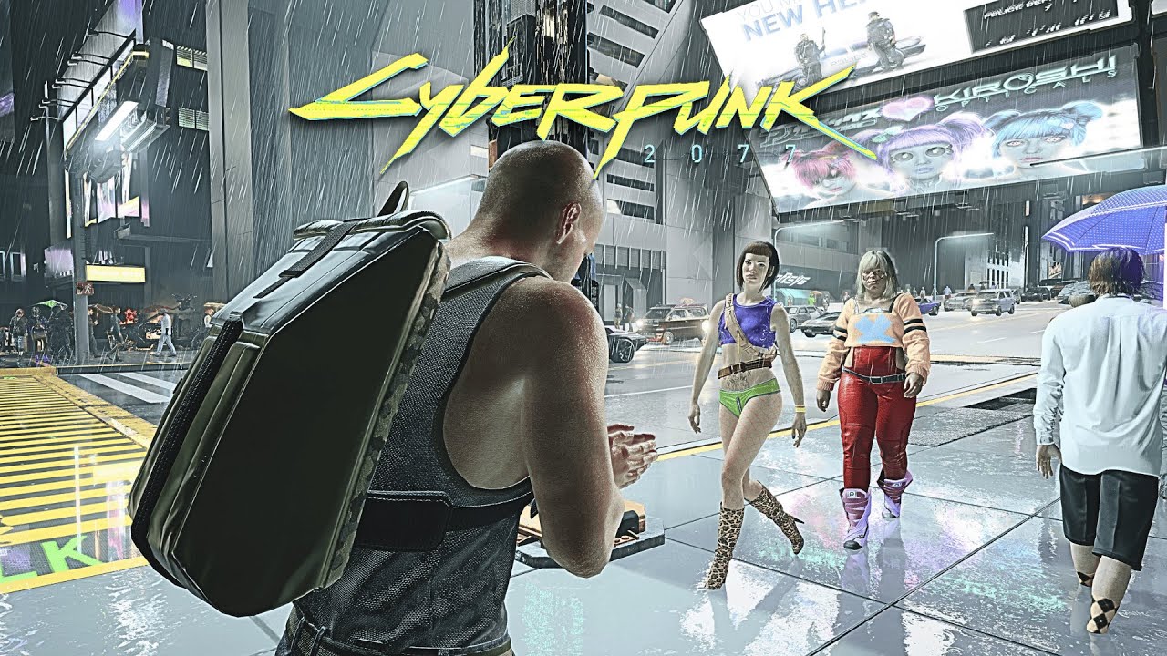 Cyberpunk 2077 | Rainy Night Walk Through Neon Streets with Ambient City Sounds