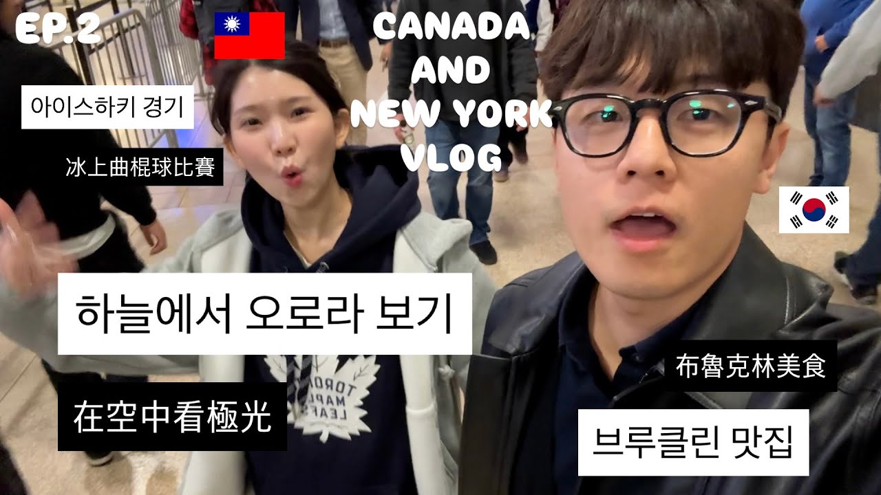 韓國上班族請假去紐約、多倫多自由行兩週｜尼加拉大瀑布＆冰上曲棍球賽體驗🏒 布魯克林景點＆紐約最美夜景🌃＋回程飛機上的極光..⛤