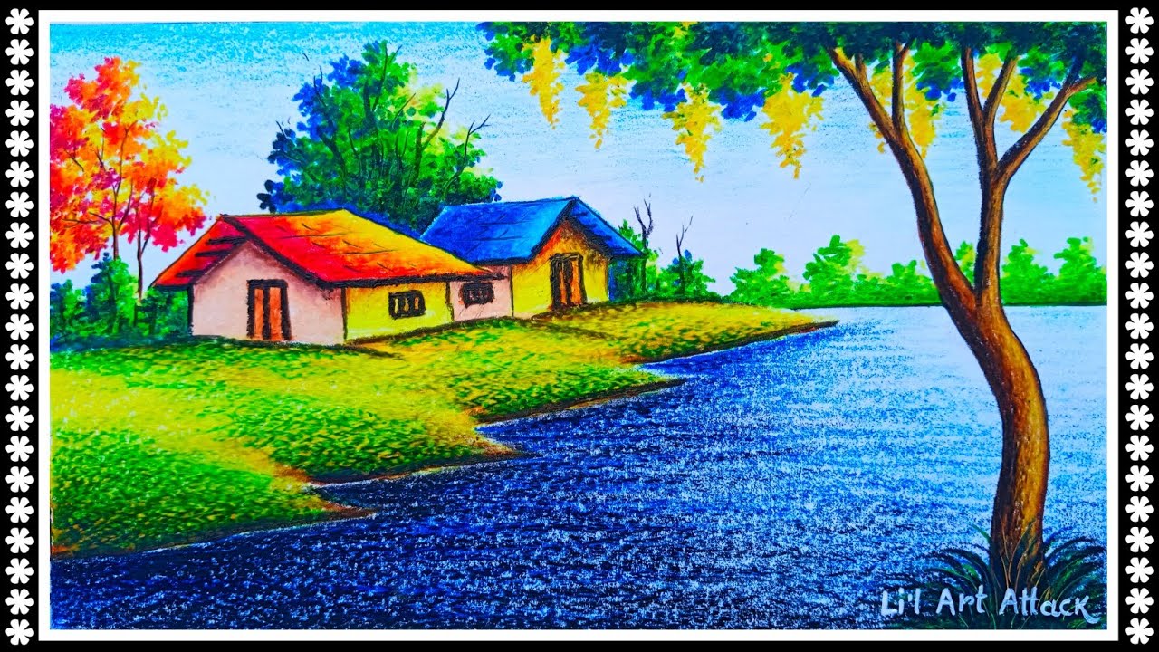 Easy Spring Season Scenery Drawing // Spring Season Drawing