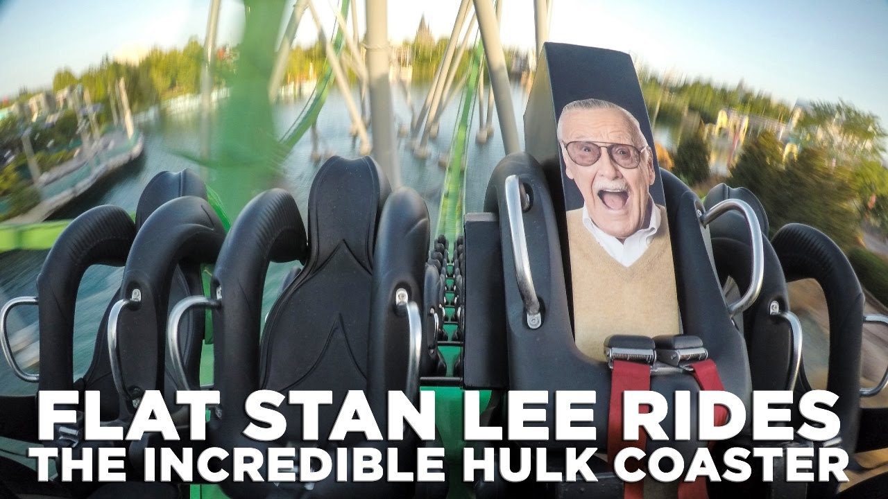 Flat Stan Lee Rides The Incredible Hulk Coaster