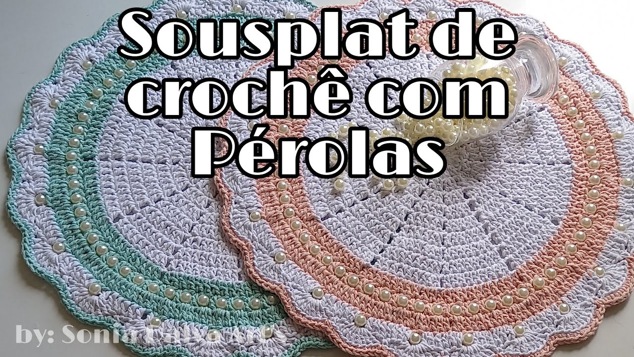 Passo a Passo: Sousplat de Crochê com pérolas Fácil e econômico
