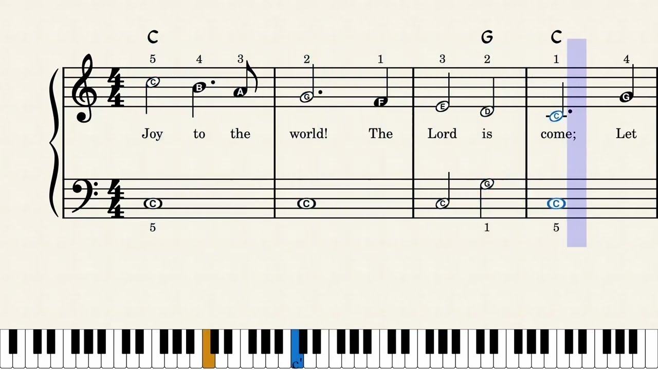 Joy to the World - Easy Piano Sheet Music with Letters