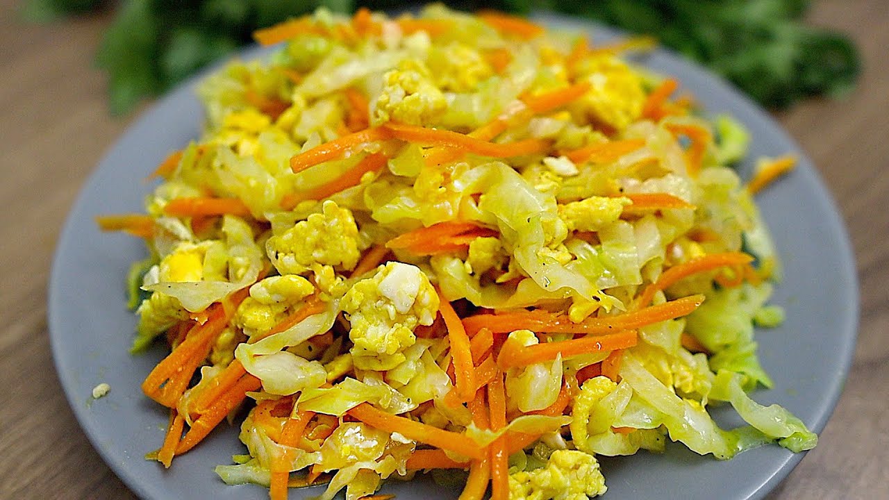 Leckeres Abendessen in 5 Minuten! Gebratener Kohl mit Ei!