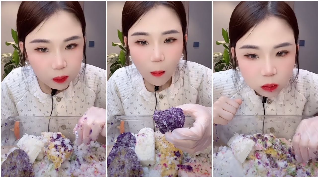 ASMR ICE EATING with MATCHA and MILK POWDER with PASSION FRUIT 