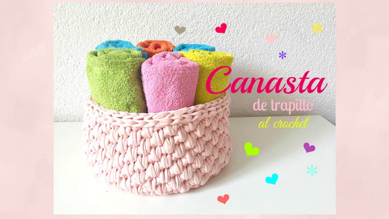 Cómo hacer una canasta con trapillo al CROCHET