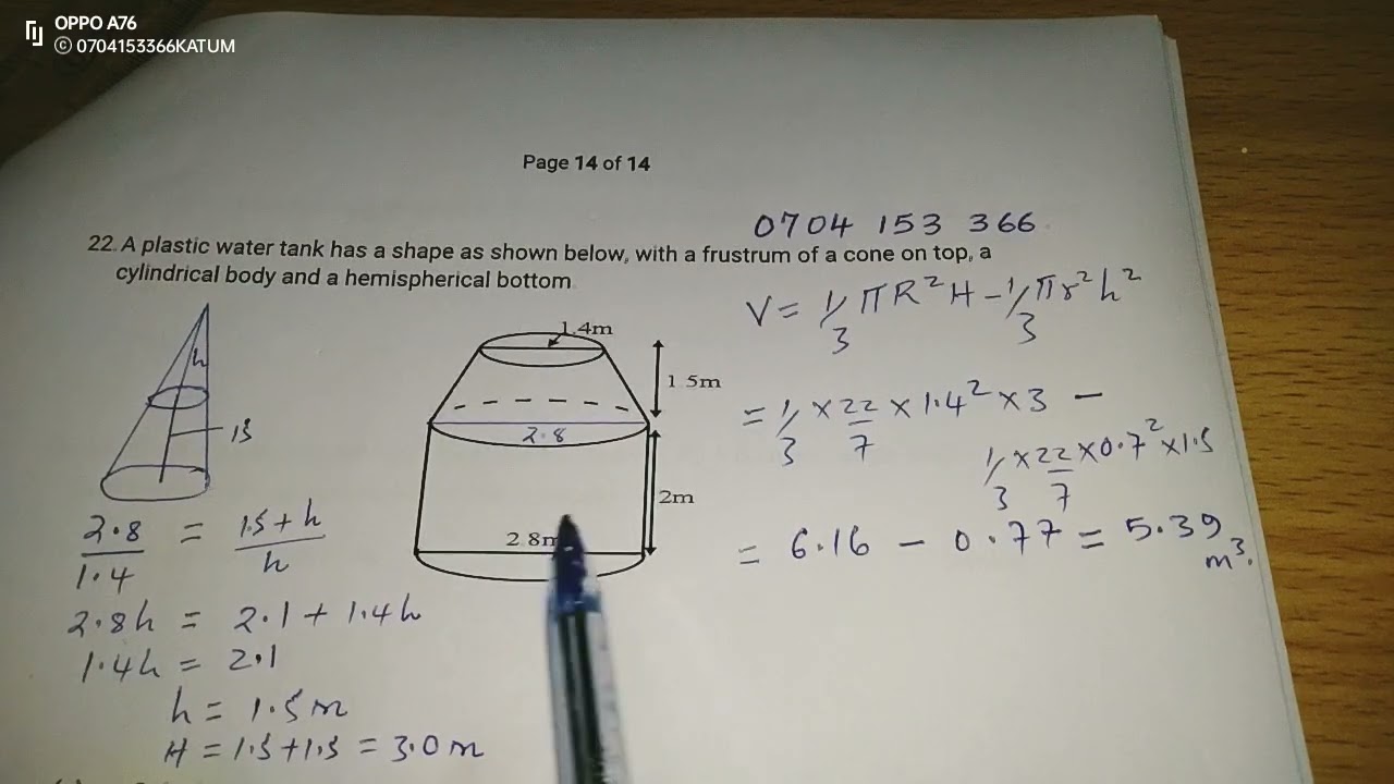 VOLUME OF COMMON SOLIDS. HEMISPHERE, FRUSTUM AND CYLINDER