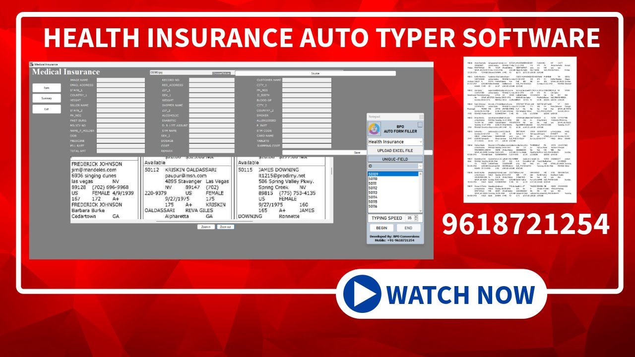 Health Insurance Form Filling Auto Typer Software Download for Free
