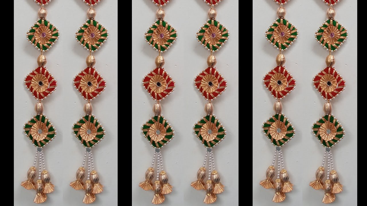 Quick & Easy Side door hanging toran/Side toran design/Diwali decoration ideas at home/toran design 