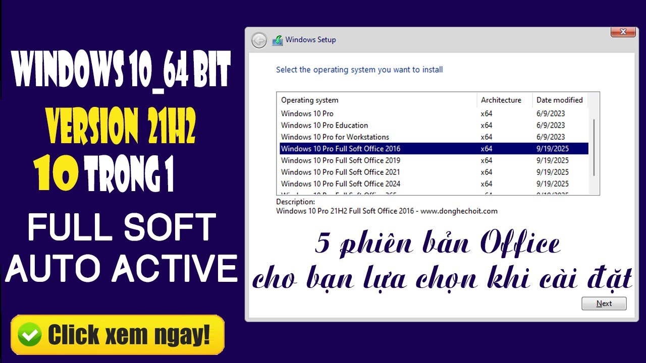 Bộ c&agrave;i Windows 10 21H2 Full Soft v&agrave; Office AIO 10 trong 1 | Học sửa chữa m&aacute;y t&iacute;nh