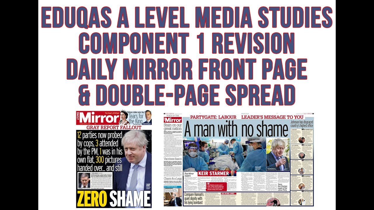 EDUQAS A-Level Media Studies Daily Mirror front page analysis