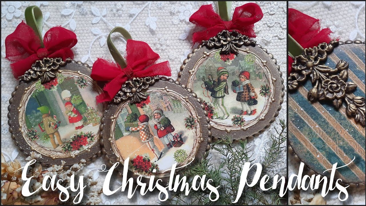 Easy Christmas Pendants ♡ Decoupage Craft 