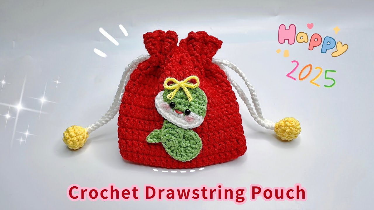 Crochet Drawstring Bag 🐍| Drawstring Pouch Tutorial | Móc Túi Dây Rút