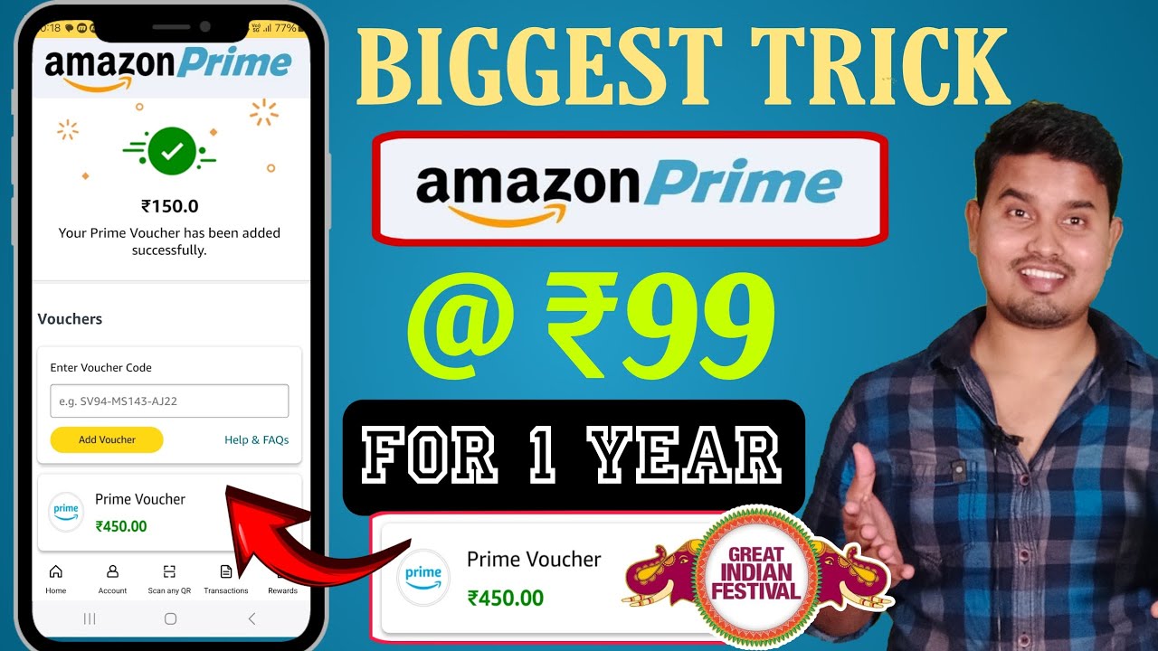 Amazon Prime Membership at ₹99 Only 🔥 1 Year Prime Membership Free For All | Festival Sale 2024