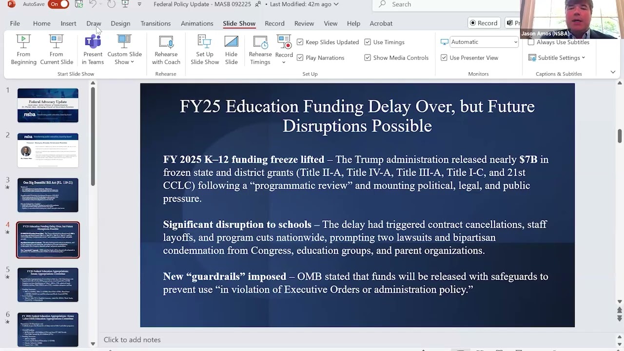 Federal Legislative Update, Sept. 22, 2025
