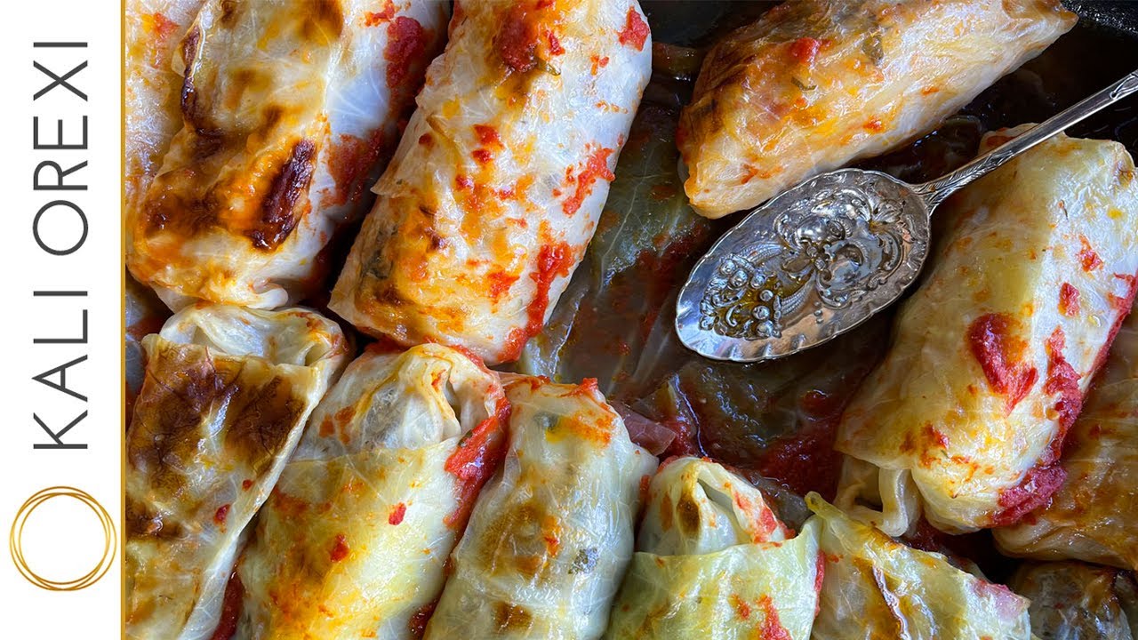 Lahanodolmades - Greek Beef-Stuffed Cabbage Leaves Baked in Red Sauce Recipe | KALI OREXI