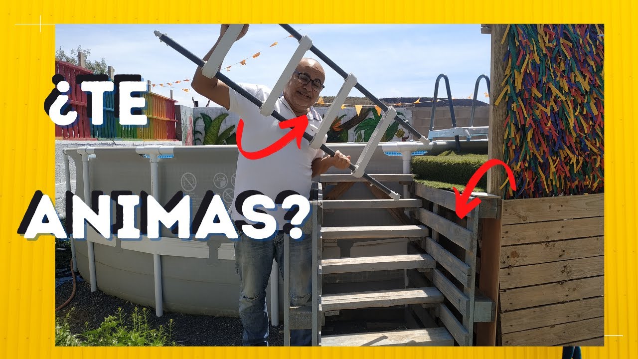 🌊 ESCALERA de Madera de PALETS para PISCINAS DESMONTABLES intex.
