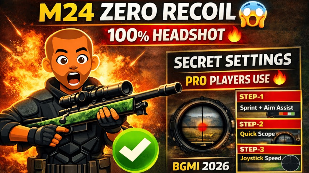 BGMI M24 Sensitivity 2026 🔥 | Full Guide | Zero Recoil + 100% Headshot TDM 😱 #bgmi2026