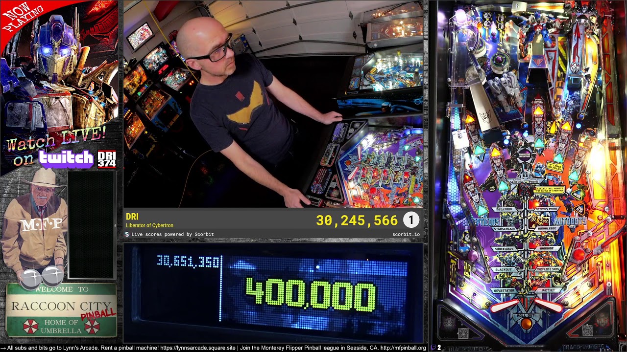 Stern Transformers Pro: HUGE Autobot Grand Champion score at Raccoon City Pinball.