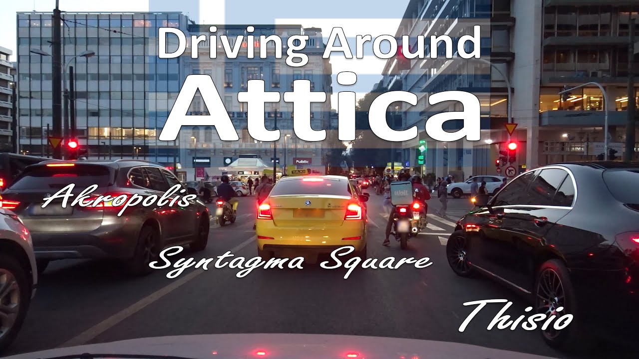 Driving Around - From Syntagma Square to below the Akropolis through Thisio area (evening/night)