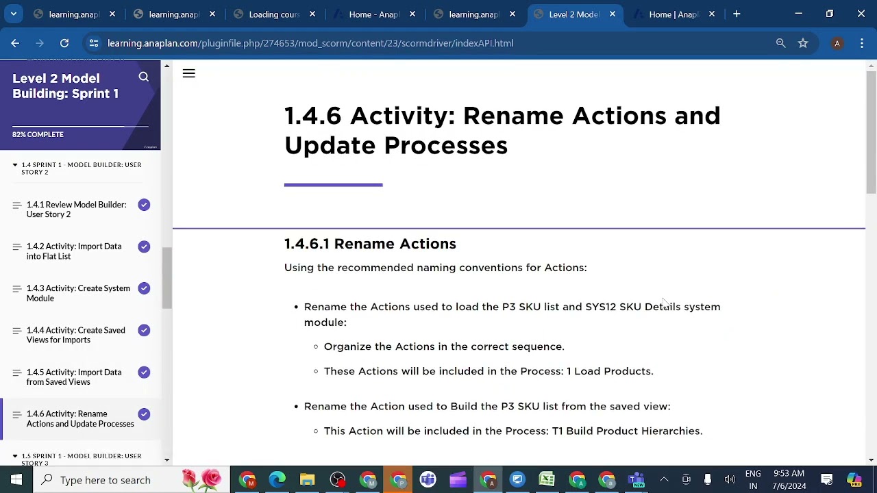 New Anaplan Level2 Sprint1 1.4.6 Activity to 1.5.8 Activity: