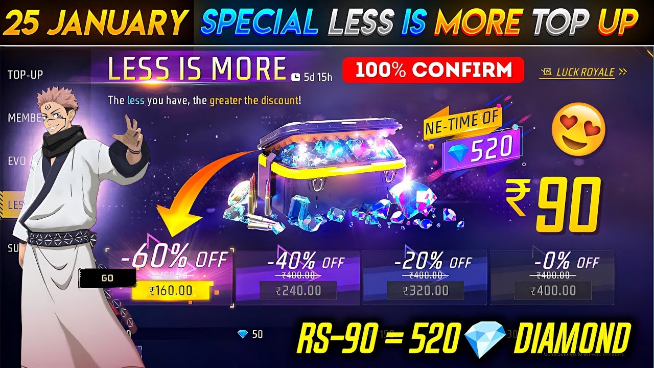 Jjk Colab Special Less Is More Event 😮🥳| Free Fire New Event | Ff New Event| New Event Free Fire