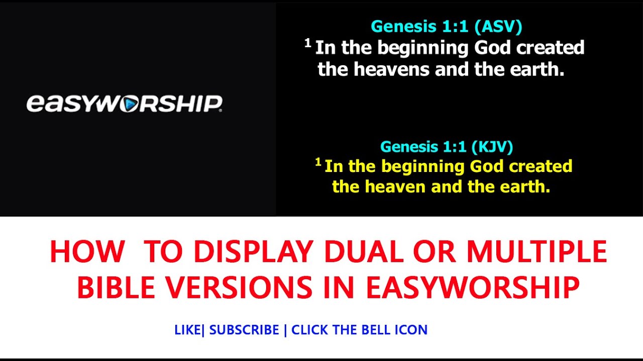 HOW TO DISPLAY DUAL OR MULTIPLE BIBLE VERSIONS IN EASYWORSHIP
