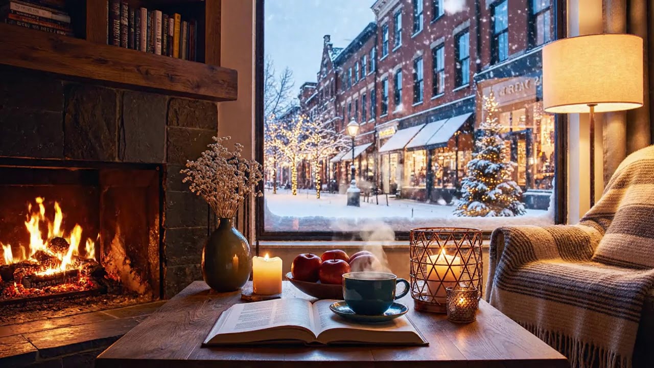 Silent Snowfall Café Jazz 🔥 Warm Fireplace Atmosphere for Serious Focus