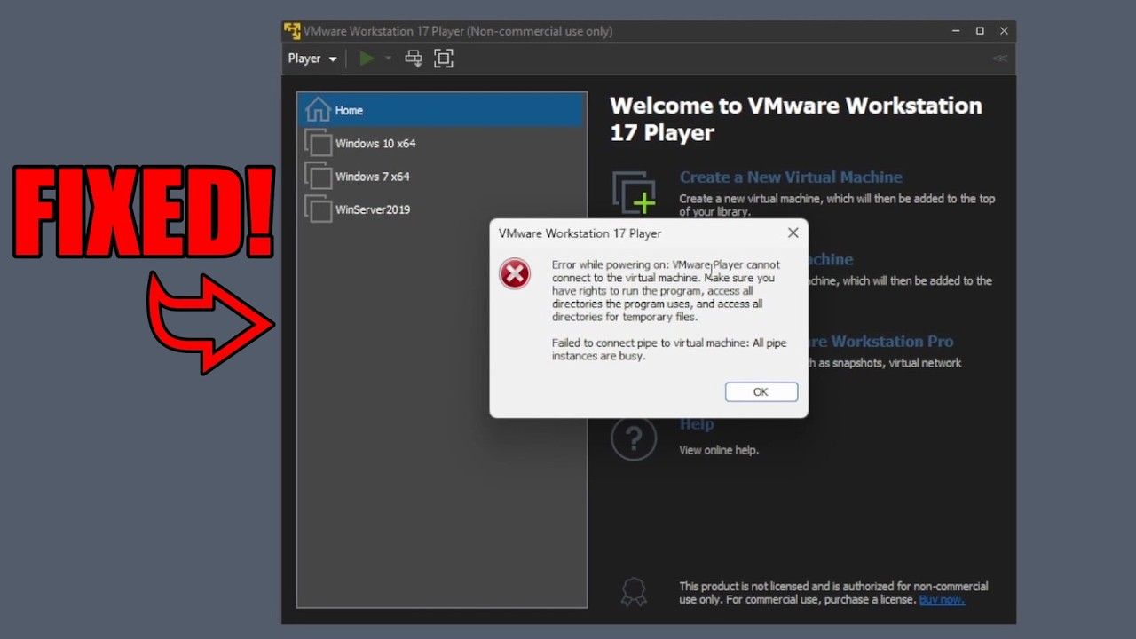 Как исправить ошибку &laquo;Ошибка при включении: VMware Player не может подключиться к виртуальной маш...