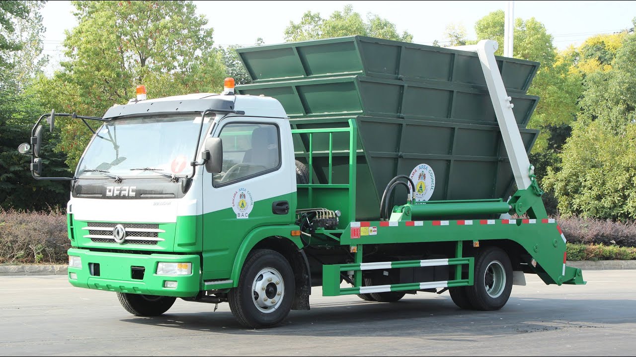 Dongfeng 4&times;2 swing arm garbage truck with 6CBM dust bin