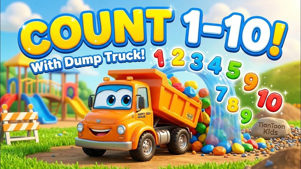 Counting Rocks 1–10 with Dump Truck 🚛 | Fun 3D Learning Animation for Kids