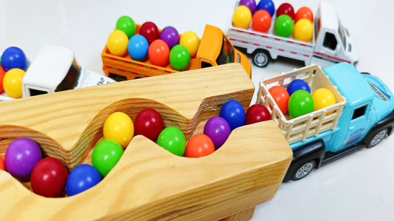 Marble Run ASMR Race ☆ HABA Slope & Dump Truck Excavator Ambulance Forklift Garbage Truck Tractors