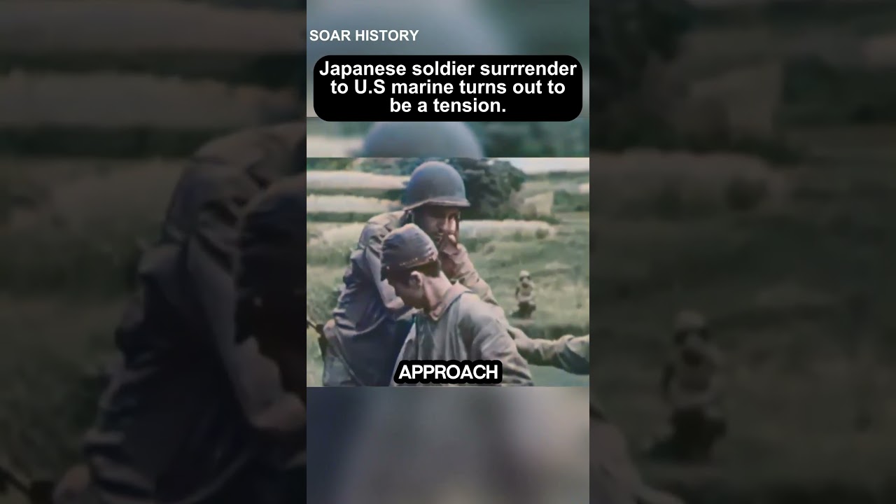 Okinawa Island:Japanese soldier surrender to US marine during ww2 #ww2 #history #military