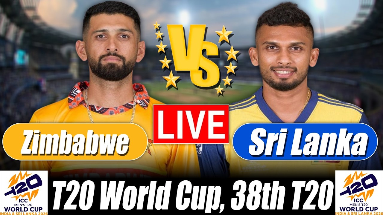 SL vs ZIM 2026 Score | Sri Lanka vs Zimbabwe Score 38th T20 Commentary | T20 World Cup 2026