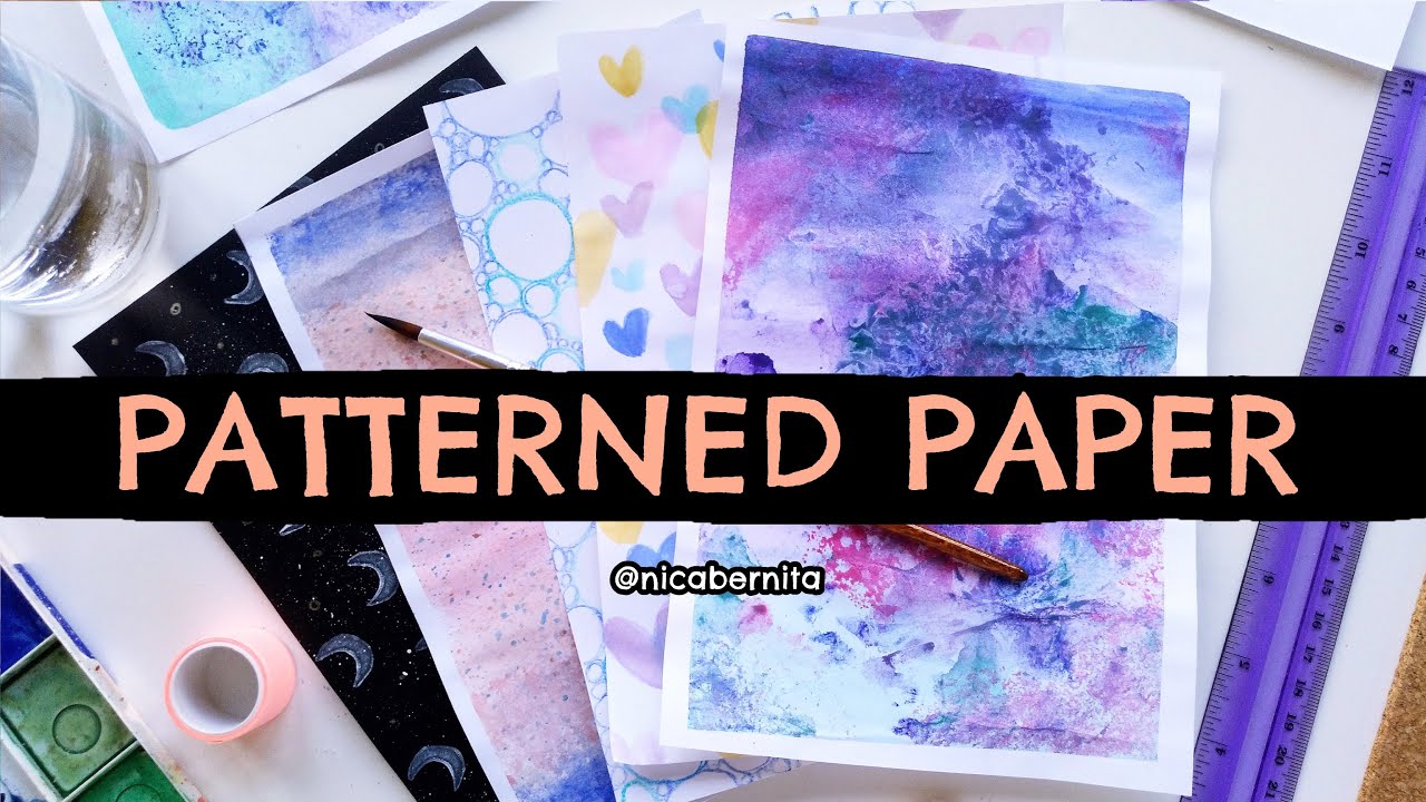 HOW TO MAKE DECORATIVE PAPER AT HOME 💜 PATTERNED PAPER SHEETS ✨ EASY ART JOURNAL BACKGROUNDS (ASMR)