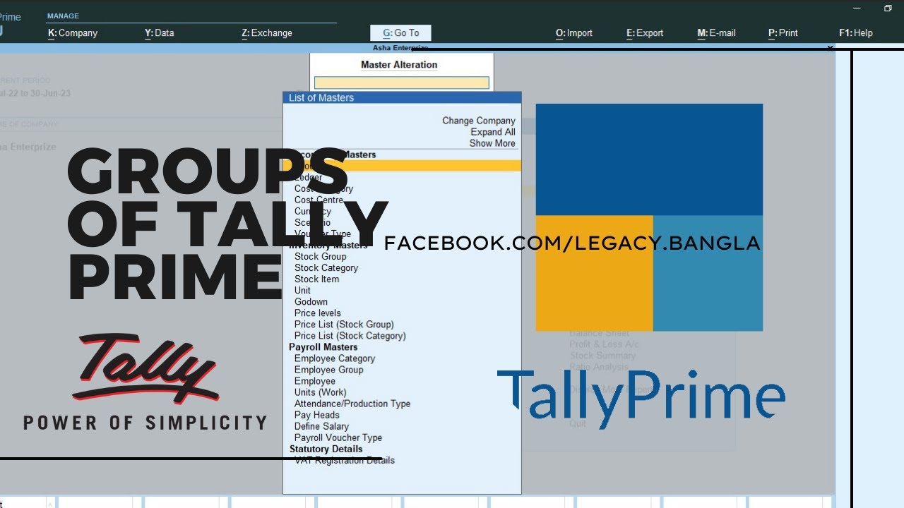 groups in tally prime/ERP-9