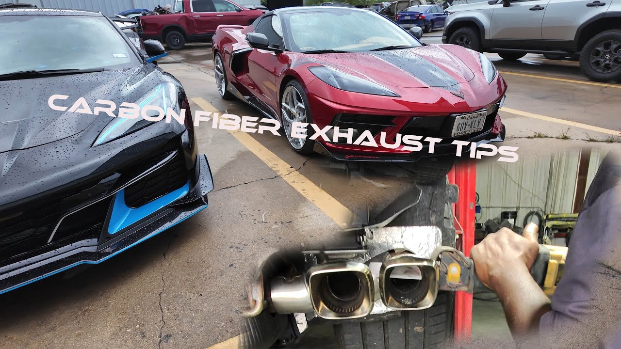 Install Carbon Fiber Exhaust Tips C8 Velocity Stack Engine cover #amirauto @brianrhodestv #fx1custom