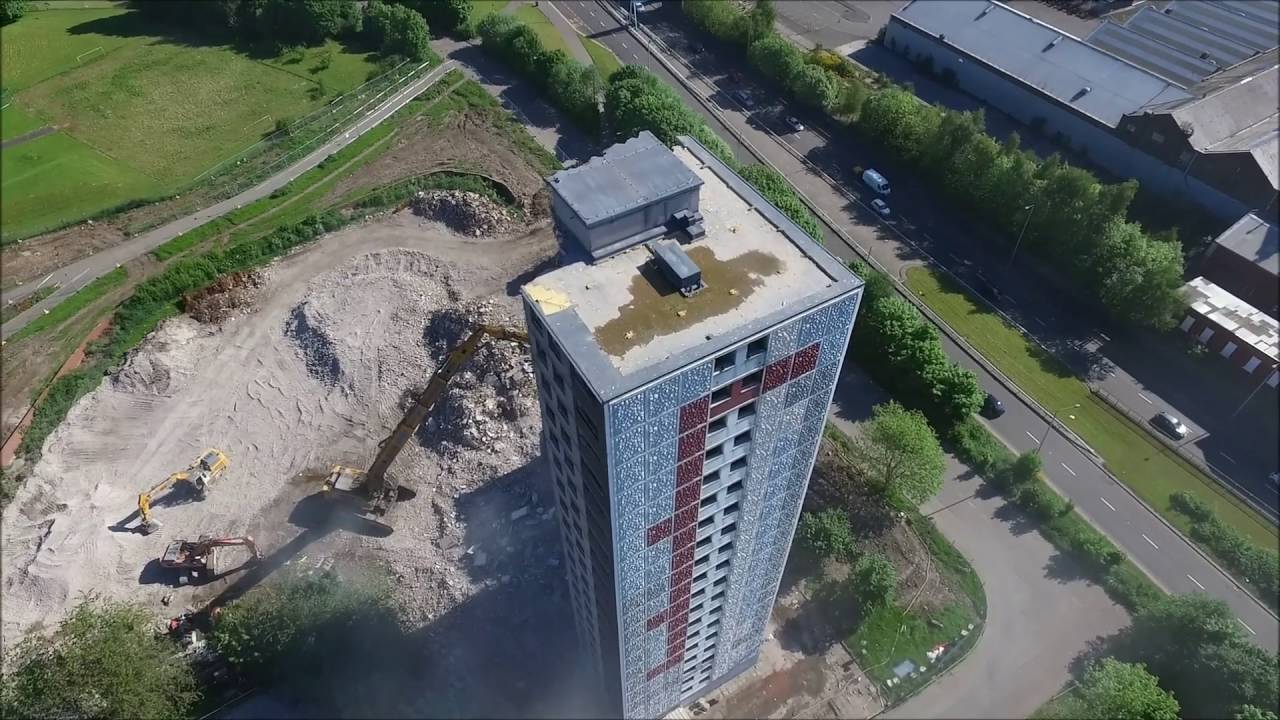 Pinkston sighthill Glasgow demolition drone footage