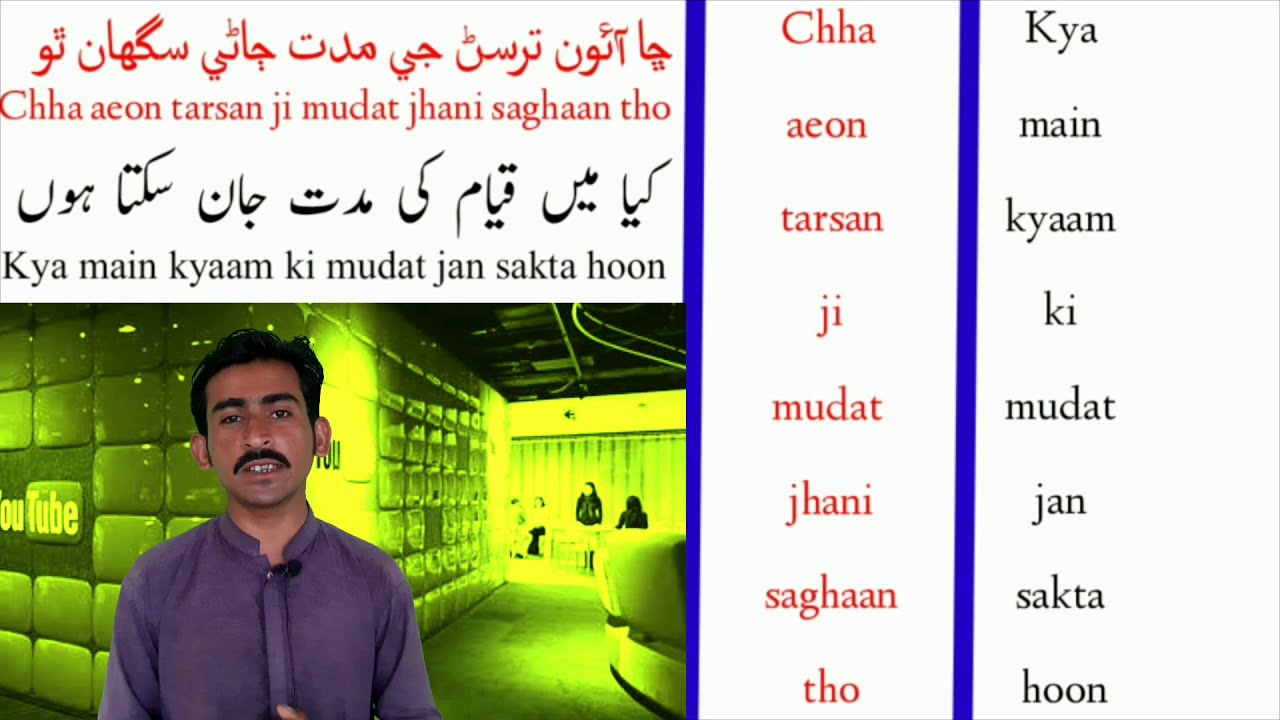 learn Sindhi language through Urdu Hindi lesson 16