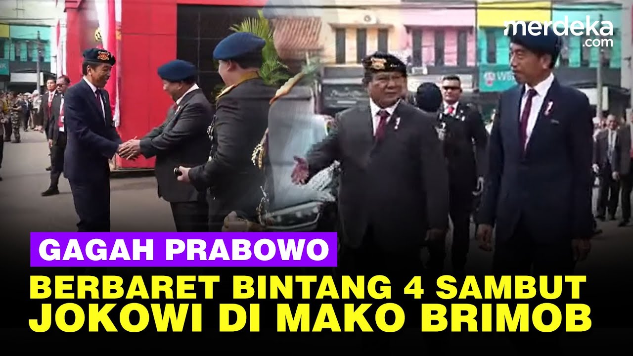 Gagah Prabowo Pakai Baret Bintang Empat Sambut Jokowi di Mako Brimob Polri