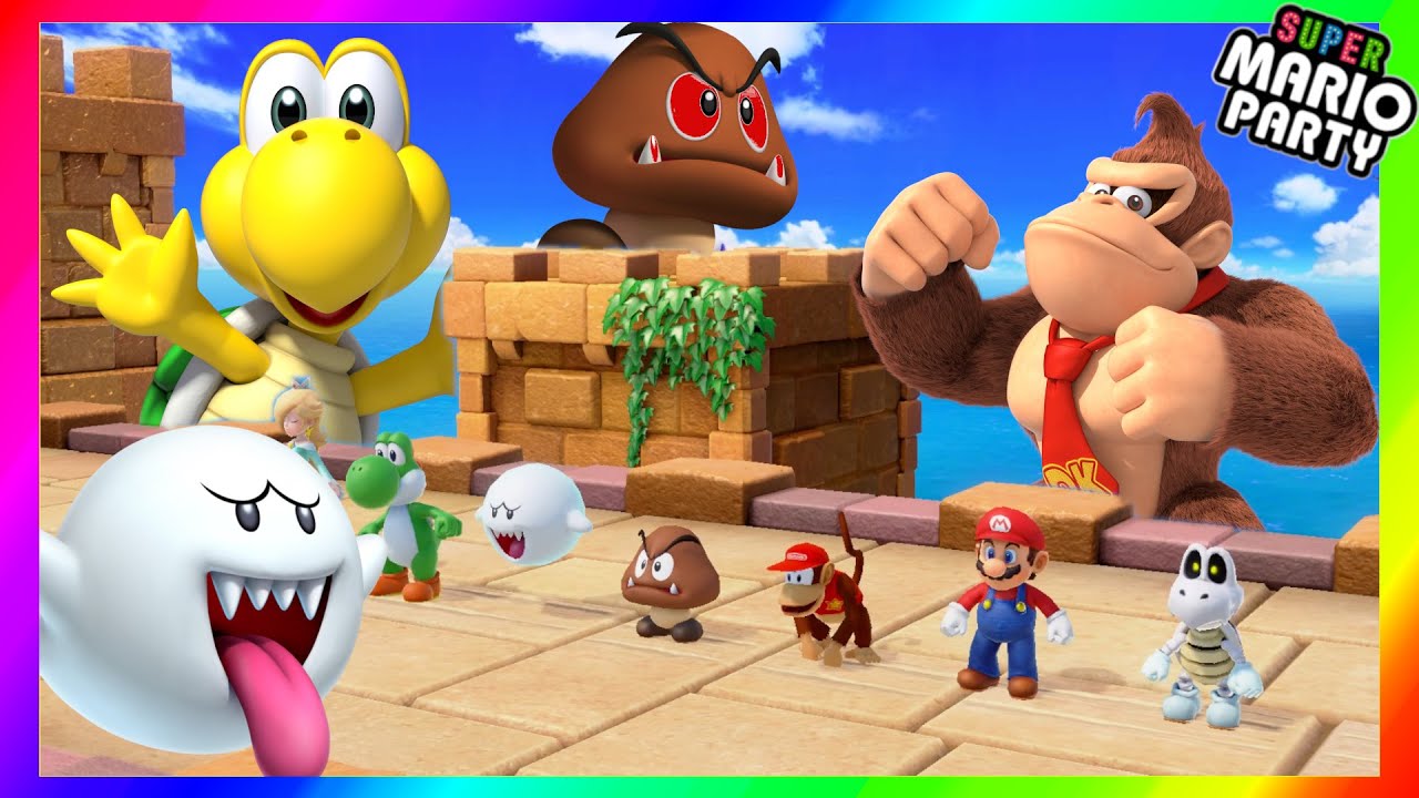 Super Mario Party Minigames #344 Boo vs Goomba vs Donkey Kong vs Koopa troopa