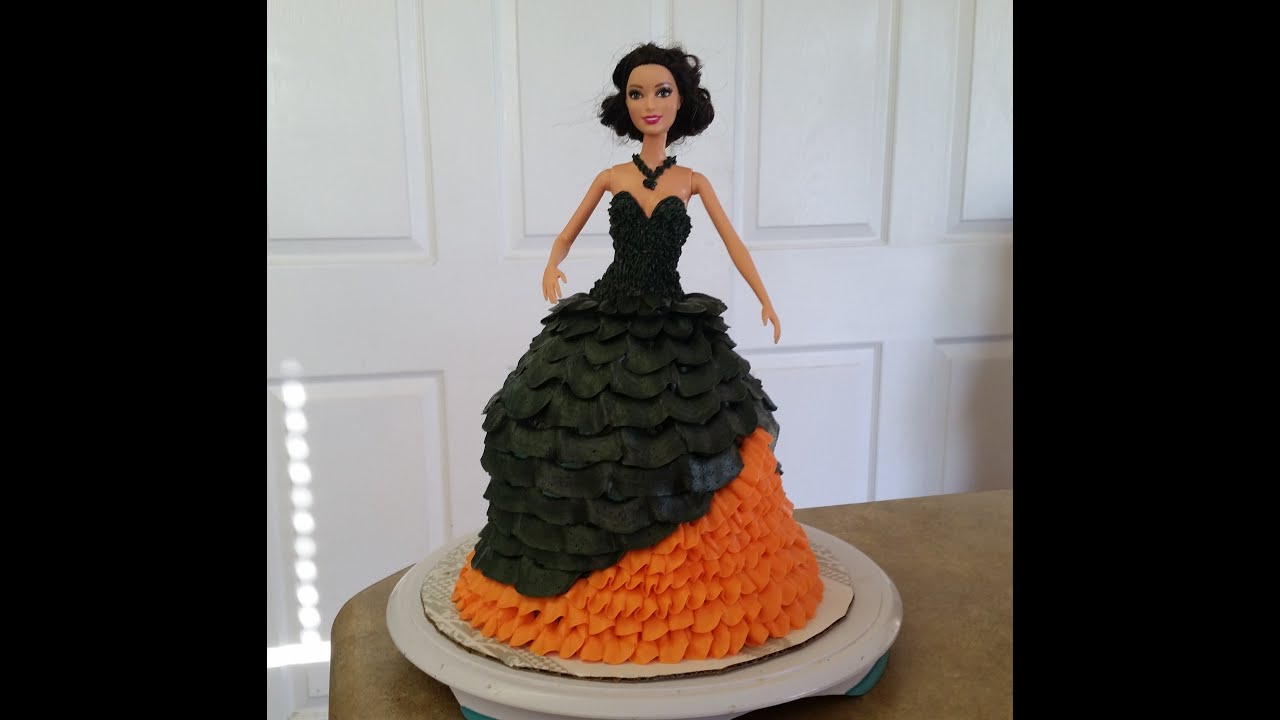 Halloween Theme BARBIE CAKE. Cake Decorating